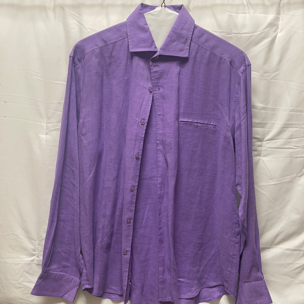 Men’s purple linen Simple Standards button down